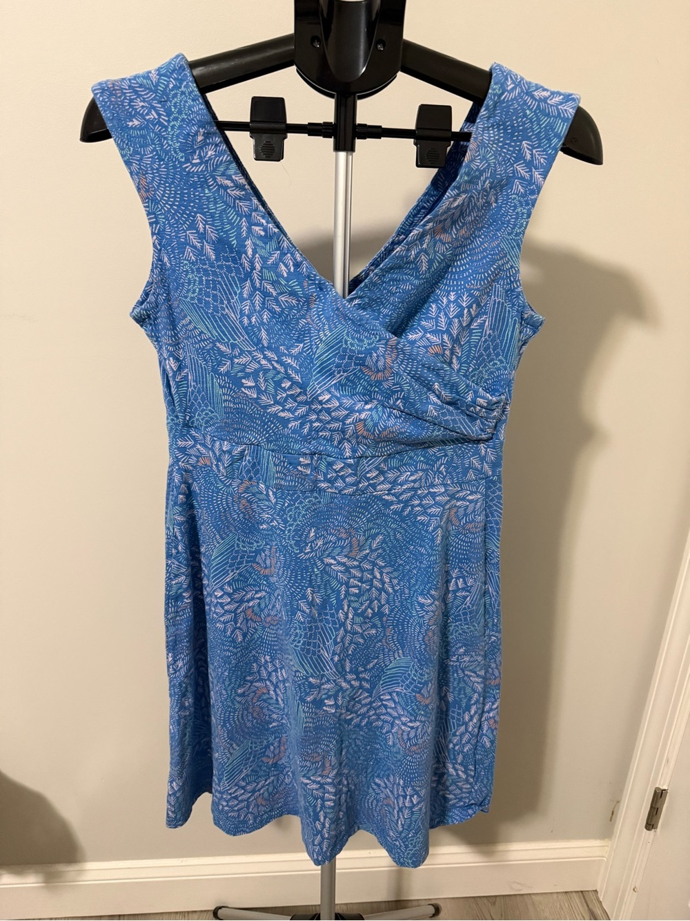 Patagonia Blue One-Shoulder Floral Wrap Dress